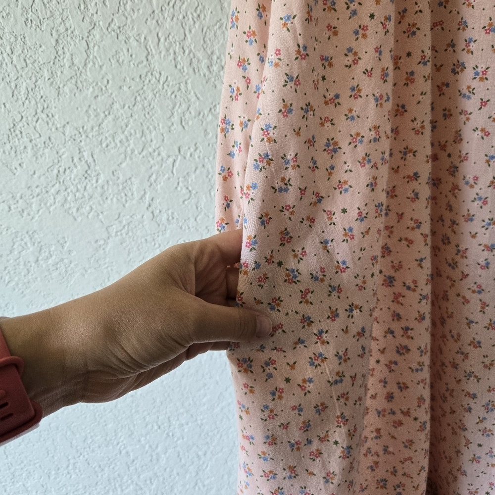 Vintage Gilead L Pink Cottagecore Floral Tiered Maxi Dress Pockets Square Neck - Picture 6 of 7